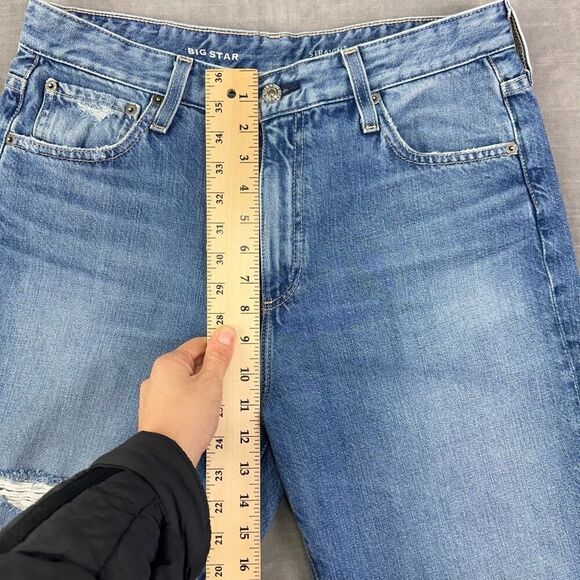BIG STAR Jeans Women’s 32 Blue High Rise Distressed Straight Leg Baggy Loose - Picture 8 of 11